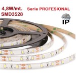 Tira LED 5 mts Flexible 24W 300 Led SMD 3528 IP65 Blanco Frío, serie Profesional